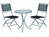 Siena Garden Set Palma,2 Klappstühle + 1 Tisch 60 cm silber/schwarz
