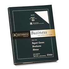 Southworth 25% Cotton Bond Coverstock, 8.5 x 11 inches, White, 65 lb,100 Sheet (Z430CK)