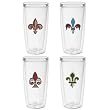 Fleur-de-Lis 16 oz Insulated Beverage Tumblers Set, Clear (4 designs)