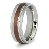 MENS Golden Brown Stainless Steel Milgrain Wedding Band Ring 7.5mm