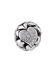 SilveRado(tm) BM022-1 Bling Focal-Love Hearts White Bead / Charm