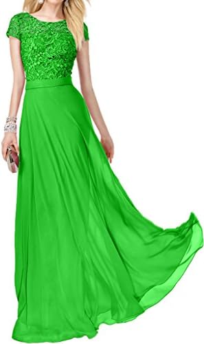 Vienna Bride 2016 Bridesmaid Dress Short Sleeves A-line Lace Prom Dress Long-16W-Apple Green
