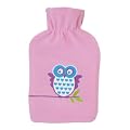 Pink Owl 2 Litre Hot Water Bottle & Fleecy Cover