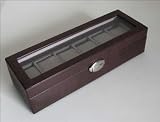 EXTRAGROSSE braune 6er UHRENBOX mit Glas