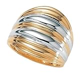 Tutone Ribbed Dome 14k Gold over Sterling Silver Ring