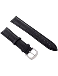 Neewer 21mm Black Genuine Leather Crocodile Pattern Band Watch Strap
