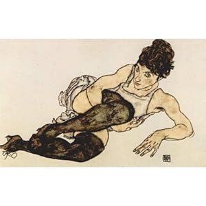 Egon Schiele (Woman with green stockings) Art Poster Print