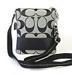 Coach Signature Stripe Swingpack Crossbody Messenger Bag Purse 42619 Black White
