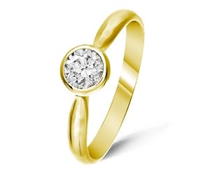Classical 18 ct Gold Ladies Solitaire Engagement Diamond Ring Brilliant Cut 0.60 Carat DEF-VVS2 Size S