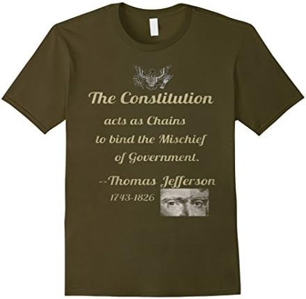 Men's The Constitution shirt - Thomas Jefferson 1743 - 1826 Large Olive