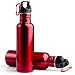 2 Red Stainless Steel Reusable Sports Water Bottles -- BPA Free