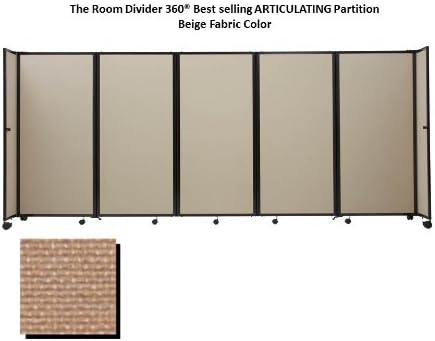 Room Divider 360 Portable Partition, Beige Fabric - 7'6'' high x 14' long
