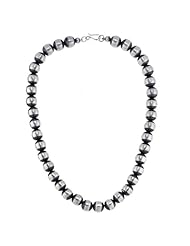 Satin Finish Two-Tone Bead Sterling Silver Necklace-18 Inch, 12mm