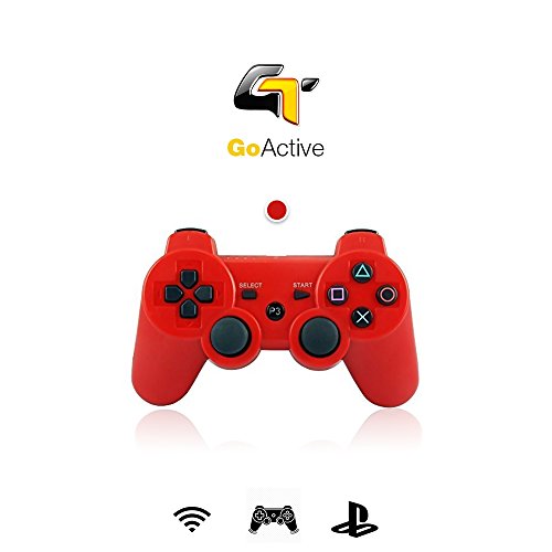 Gamepad Wireless Bluetooth Ps3 Game Controller - Double Vibration Controller Remote (Red) by GoActive®