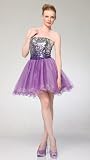 4000 PURPLE SEQUINCE TOP LAYERS SHORT BALL GOWN DRESS