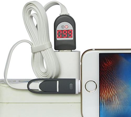 Generic 2 in 1[Lightning and Micro USB Combo Connectors]Universal High-Speed Smart Sync and Charge 3.2ft USB 2.0 Data Cable Cord with LCD Current Display for ios,Android and other Devices (White)