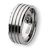 Beveled Edge Grooved Tungsten Carbide Ring (9.0 mm) - Sizes 8-14