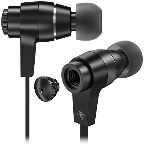 Sentey black earbuds metal audiophile in-ear headphones…