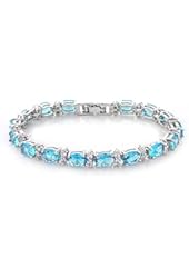 40.00 Ct Oval & Round Blue Topaz Color Cubic Zirconias CZ Tennis Bracelet 7"