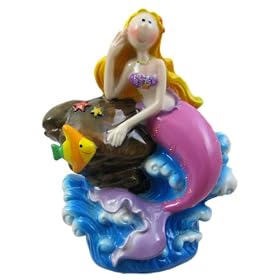 Darling Mermaid On Rock Coin Bank Money Piggy