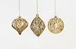 Pack of 12 Gold Round/Teardrop/Onion Diamond Pattern Glass Christmas Ornaments
