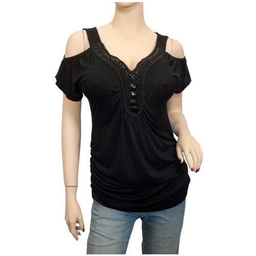 Plus size Drop Shoulder Top Black