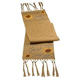 Grasslands Road Indian Summer Fields of Gold Sunflower Burlap Tablerunner with Tassles