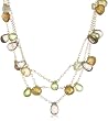 Gold-Filled Citrine, Smoky-Quartz, Peridot and Green Garnet Briolette Three-Row Necklace, 17"
