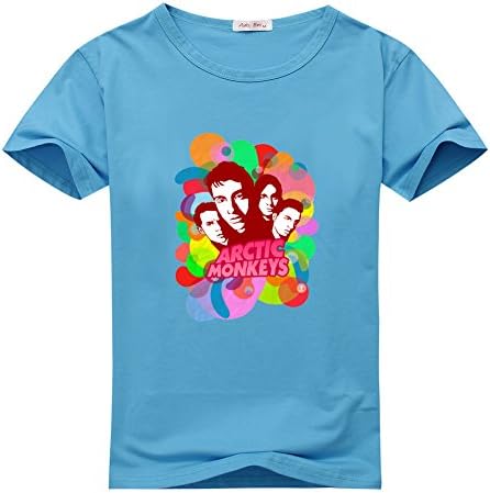 DanielSanta Womens Arctic Monkeys Band Sky Blue T-shirts Size L