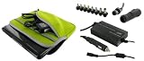 4n1 Combo - Samsung N130-13B 10.1-Inch AC and DC Adapter Charger - Home / Car / Airplane (Invisible Zipper Tri-Pocket - Neon Green)