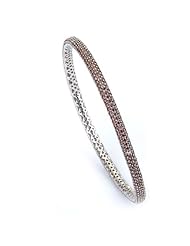 Sterling Silver Cubic Zirconium Silver with Brown Bangle
