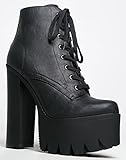 IGGY-05 Lug Platform Chunky High Heel Ankle Boot Bootie