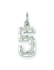 14K White Gold Small Number 5 Charm Pendant FindingKing