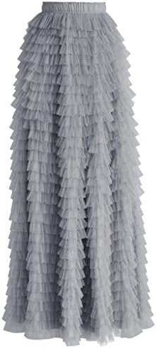 Xicheng Women's Long Tulle Tiered Tutu Skirt Dresses Size 18W US Grey