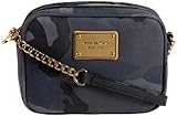 NEW AUTHENTIC MICHAEL KORS JET SET CAMO LEATHER CROSSBODY (Navy/Brass)