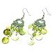 Green Crystal & Shell Chandelier Earrings