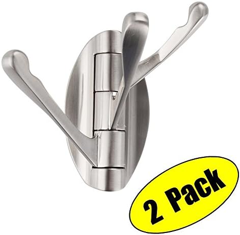 Interfeeling Swivel Arm Triple Coat Hook Wall Mount Bathroom Robe Hooks Brushed Nickel (2 Pack)