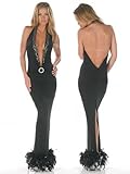Sexy Low Halter Neck Rhinestone Gown - LARGE Sexy Low Halter Neck Rhinestone Gown - LARGE