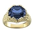 14K Yellow Gold Iolite and Diamond Ring
