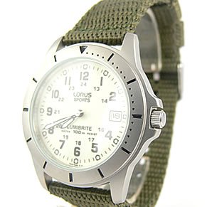 lorus men's lumibrite dial web strap watch