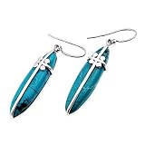 Sterling Silver Turquoise Earrings - Size: 33mm