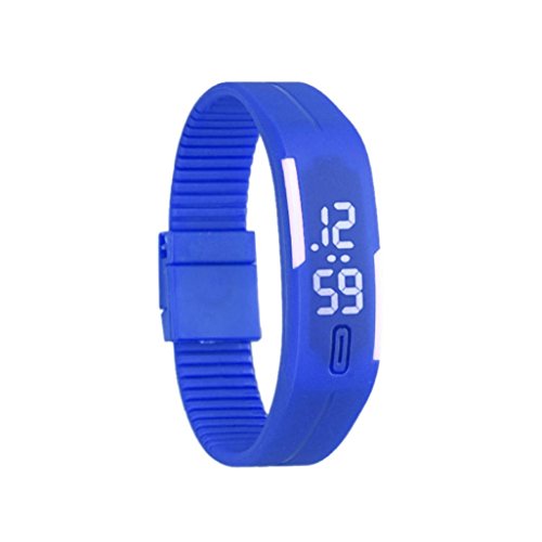 Bolayu Mens Womens Rubber LED Sports Waterproof Watch Bracelet Digital Wrist Watch Blue