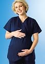 Dickies Maternity Mock-Wrap Two-Pocket Scrub Top (XS-2X) in Assorted Colors.
