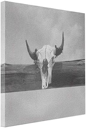 ShellIe Canvas Print Wall Art - Cow Skull Black and White