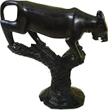 14 Ebony Wood Wooden Black Panther In Tree Statue Sculpture