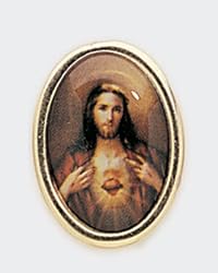 Gold Plated Religious Lapel Pin - Sacred Heart of Jesus