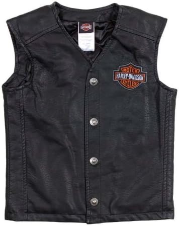 Harley-Davidson Boy's Bar & Shield PU Pleather Biker Vest Black 0296072