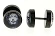 Anodized Stainless Steel Fake Plug with Jesus - Face width: 7mm, 16g - Sold as Pair