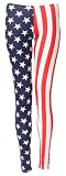 New Ladies USA American Flag Print Leggings Trousers Stars Stripes Womens Size