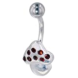 Belly Navel Rings Red Crystal Mushroom Body Jewelry